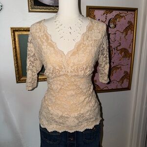 Elegant Lace Top - Cream